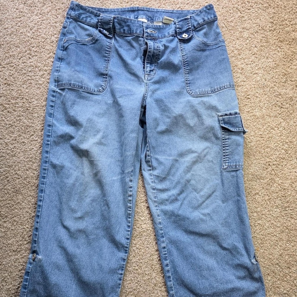 erika blue denim cargo pants size L